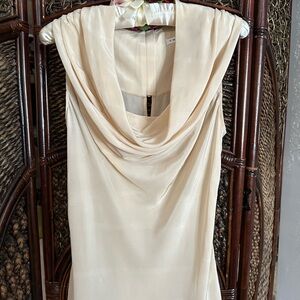 Elegant Cream Cowl Neck Dress